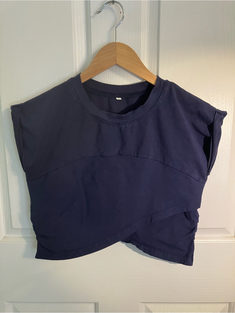 Women's Navy Short Sleeve Cropped Top